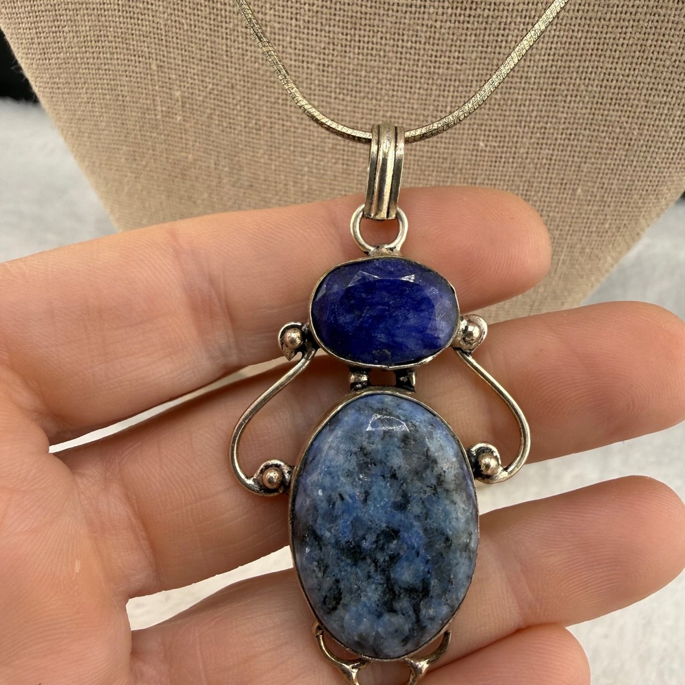 Vintage Paolo Romeo Necklace Blue Stone Sterling Silver